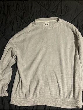 aerie Men’s Light Gray Waffle Crewneck Sweater